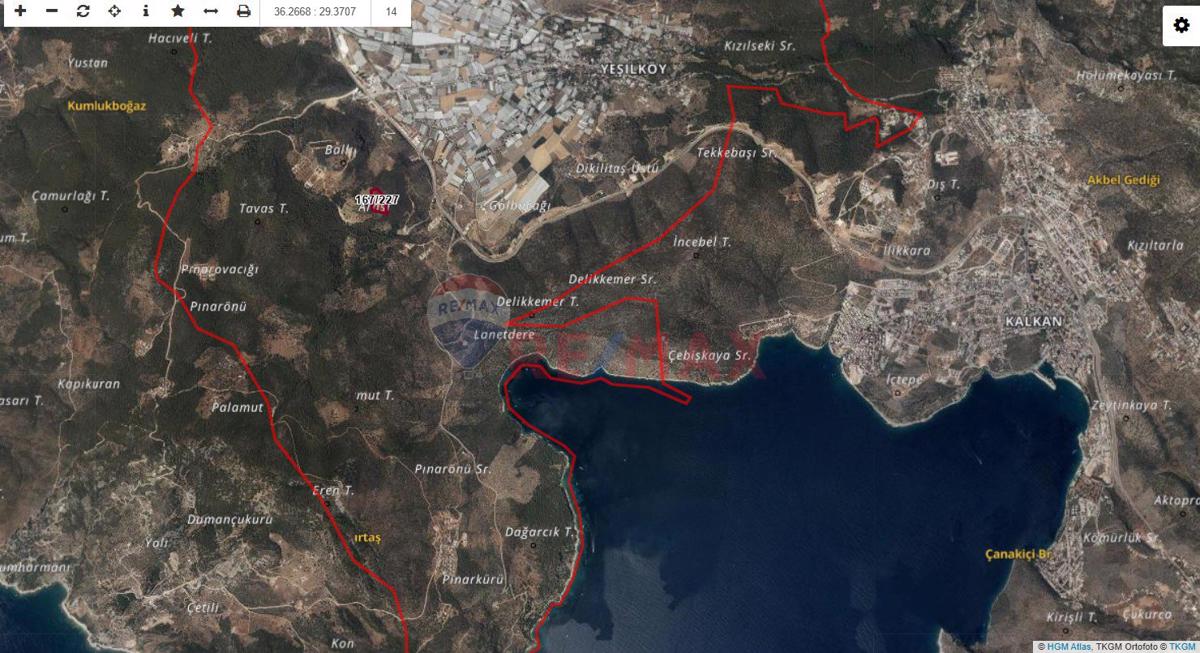 RE/MAX PUPA'DAN KALKAN YEŞİLKÖY'DE SATILIK ARAZİ